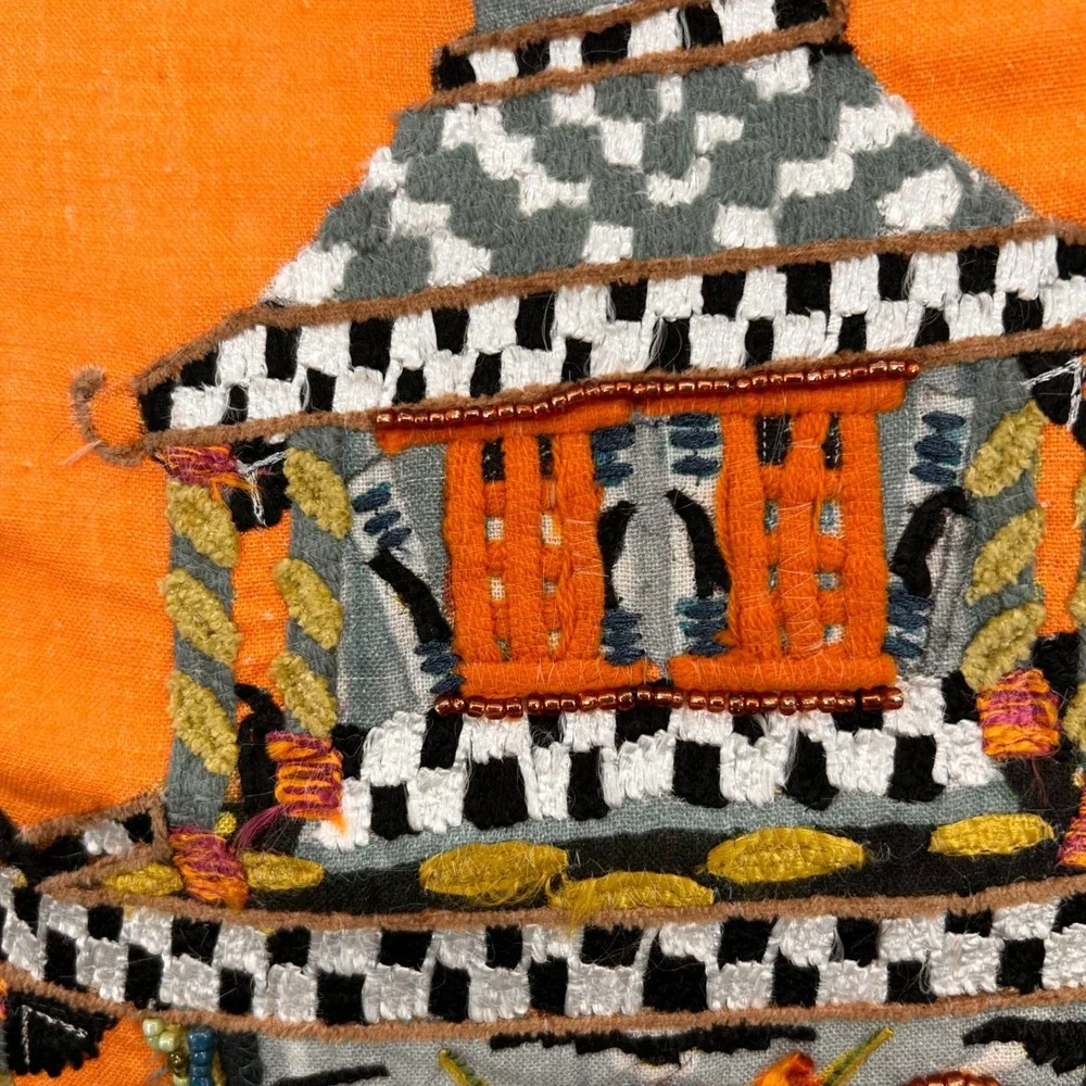 MacKenzie-Childs Patience Brewster Spooky House Pillow 20x20 Orange Halloween